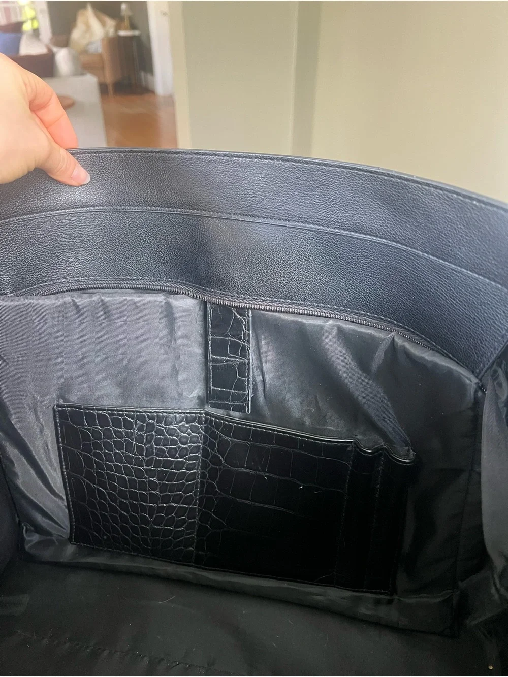 BEIS Black Croc Large Work Tote